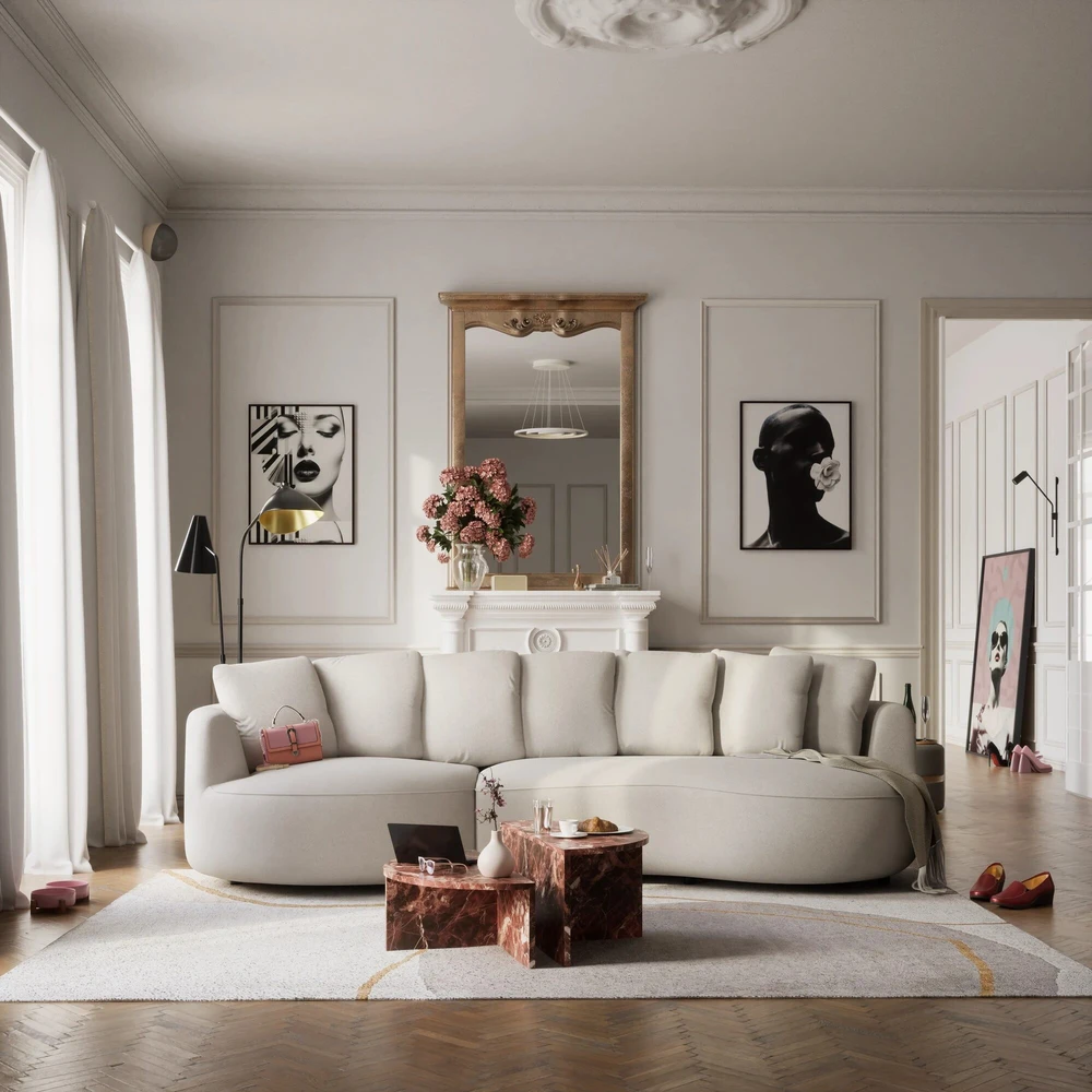 Citysofa 4 vietų kairioji kampinė sofa Belleville - Kreminė