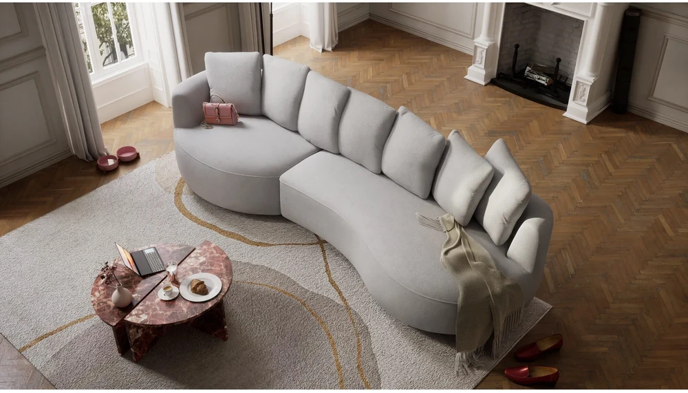 Citysofa 4 vietų kairioji kampinė sofa Belleville - Sidabro
