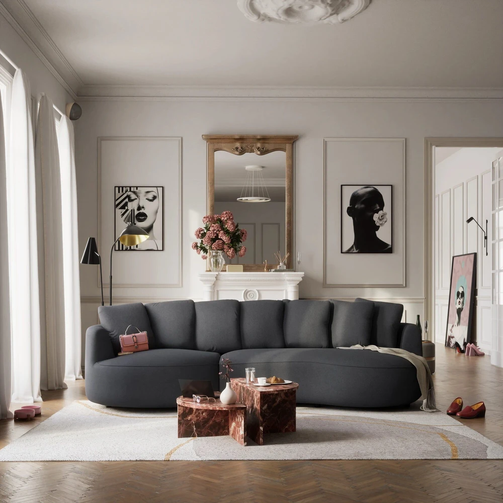Citysofa 4 vietų kairioji kampinė sofa Belleville - Pilka