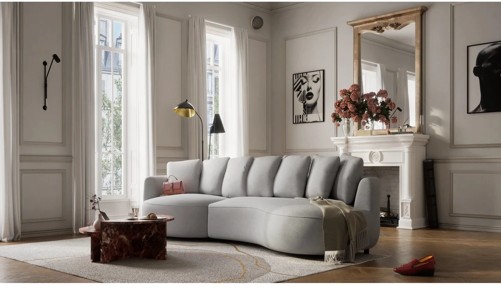 Citysofa 4 vietų kairioji kampinė sofa Belleville - Sidabro