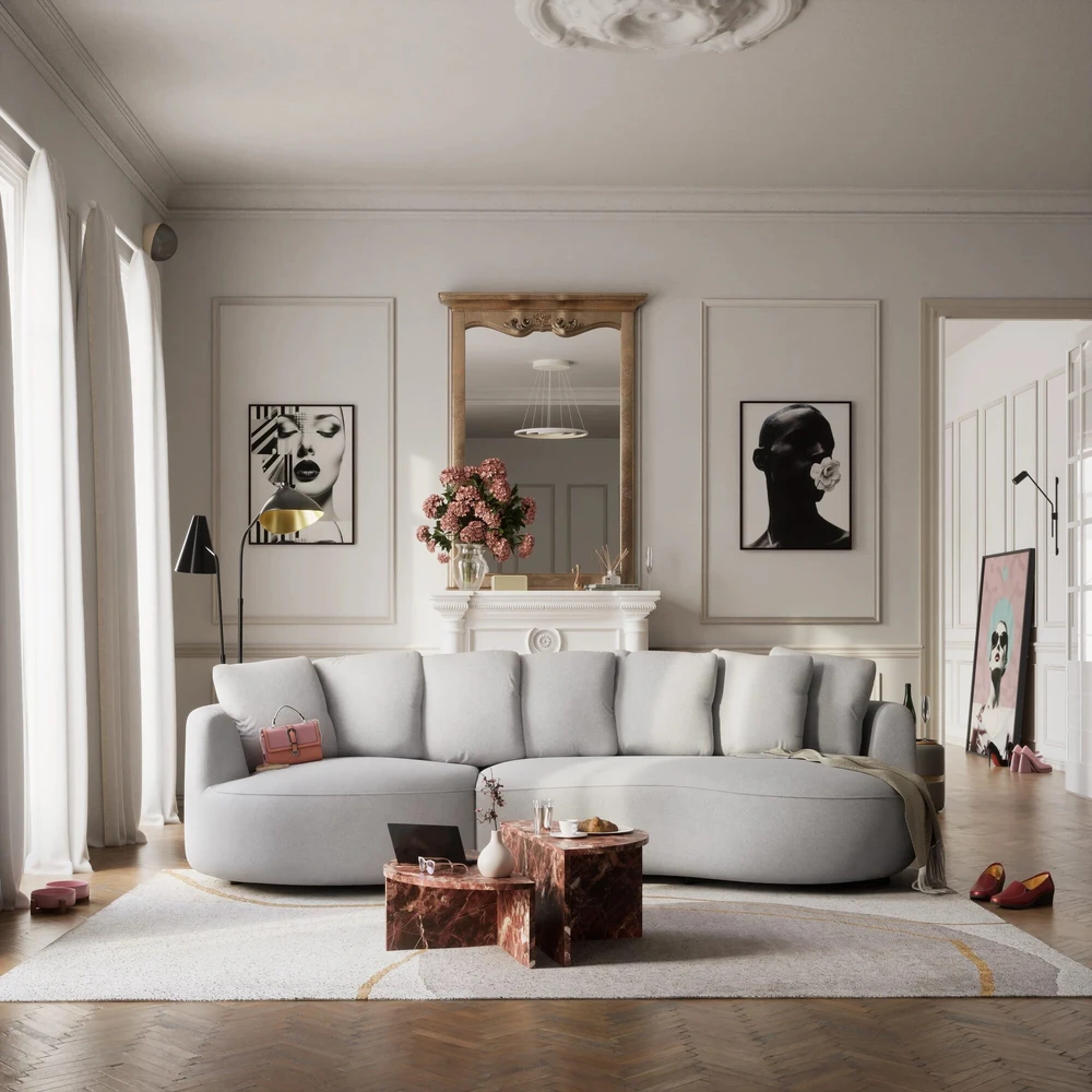 Citysofa 4 vietų kairioji kampinė sofa Belleville - Sidabro
