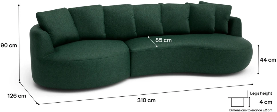 Citysofa 4 vietų kairioji kampinė sofa Belleville - Žalia