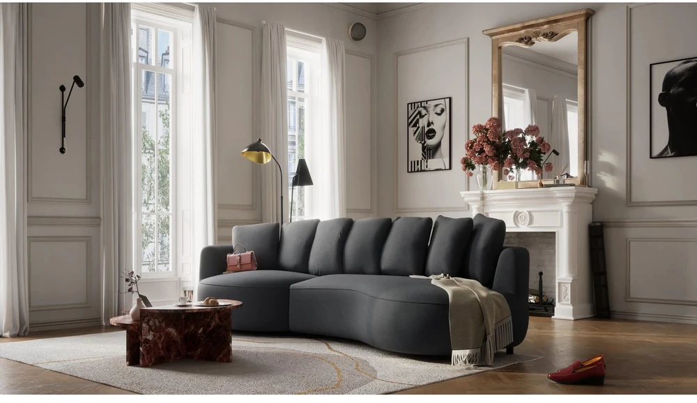 Citysofa 4 vietų kairioji kampinė sofa Belleville - Pilka
