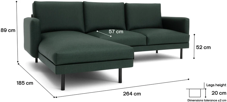 Citysofa 4 vietų kairioji kampinė sofa Brera - Žalia