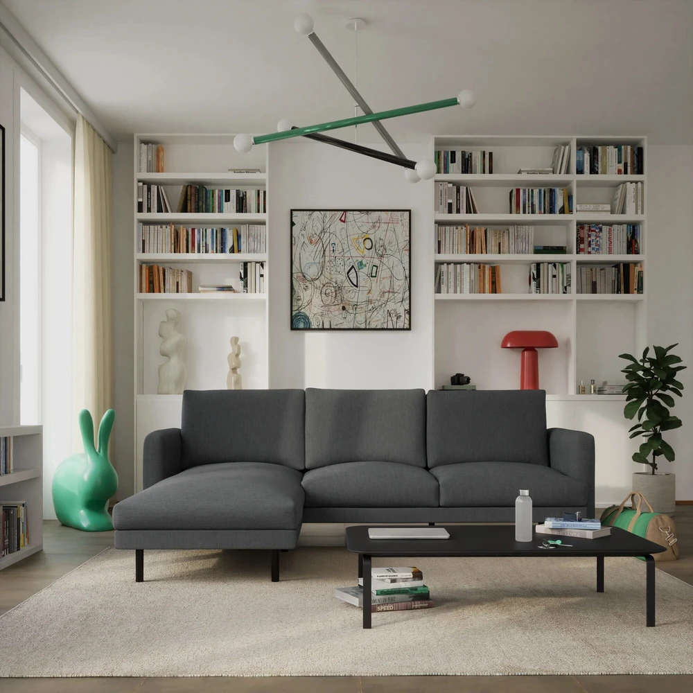 Citysofa 4 vietų kairioji kampinė sofa Brera - Tamsiai pilka
