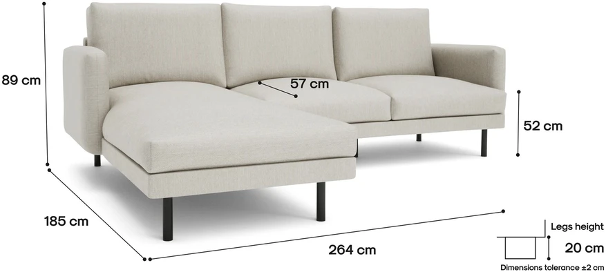 Citysofa 4 vietų kairioji kampinė sofa Brera - Kreminė smėlio