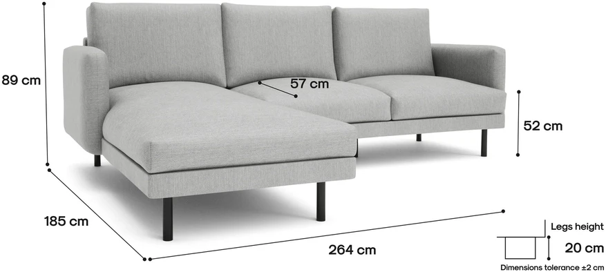 Citysofa 4 vietų kairioji kampinė sofa Brera - Pilka