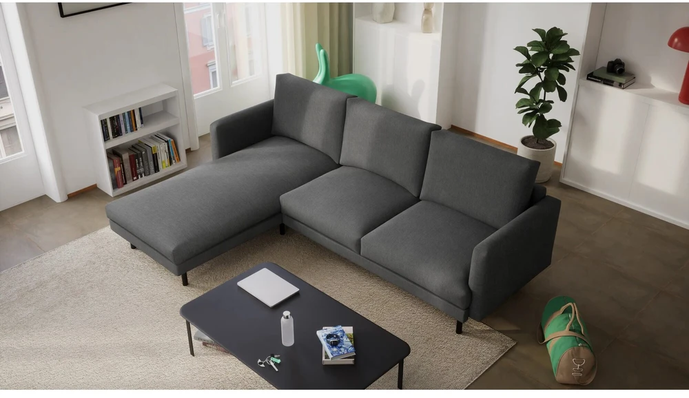 Citysofa 4 vietų kairioji kampinė sofa Brera - Tamsiai pilka