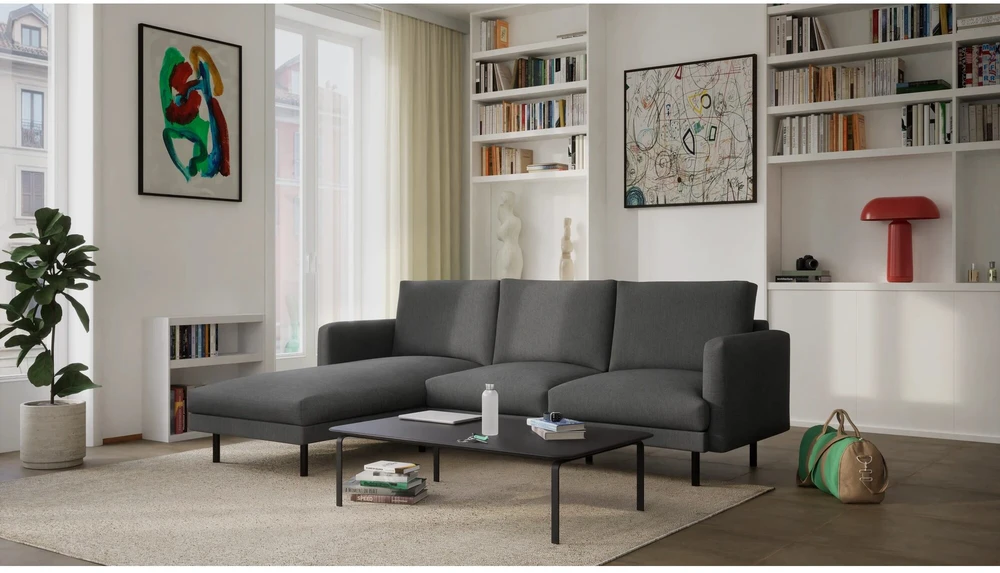 Citysofa 4 vietų kairioji kampinė sofa Brera - Tamsiai pilka