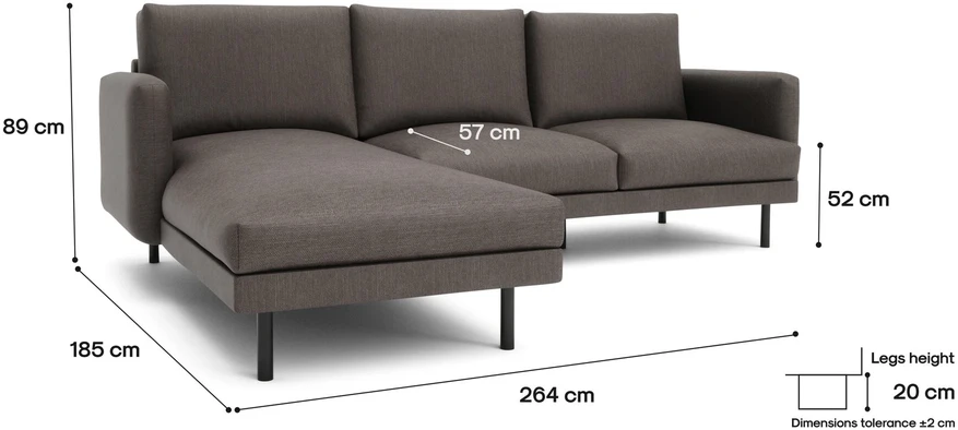 Citysofa 4 vietų kairioji kampinė sofa Brera - Taupe