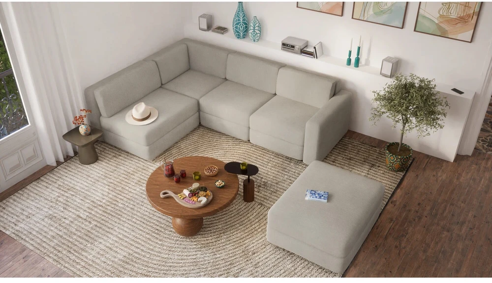 Citysofa 4 vietų kampinė modulinė sofa GRACIA - Smėlio pilka