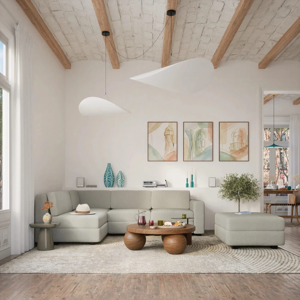 Citysofa 4 vietų kampinė modulinė sofa GRACIA - Smėlio pilka