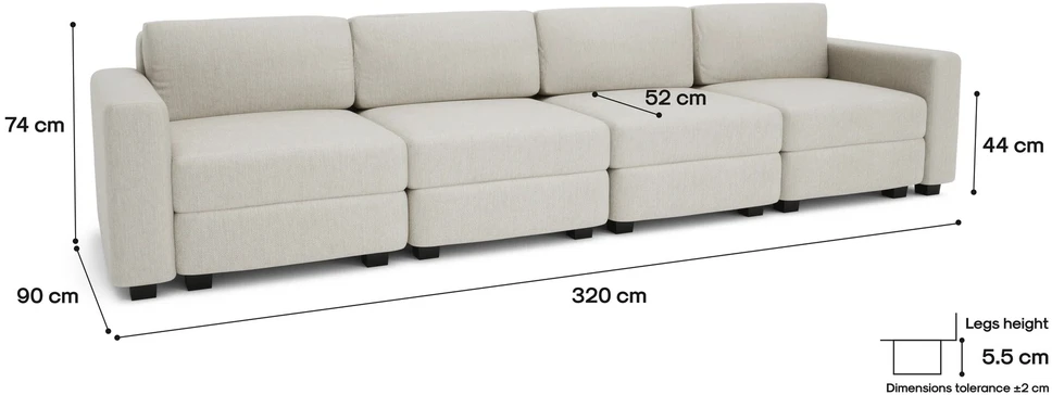 Citysofa 4 vietų modulinė sofa GRACIA - Kreminė smėlio