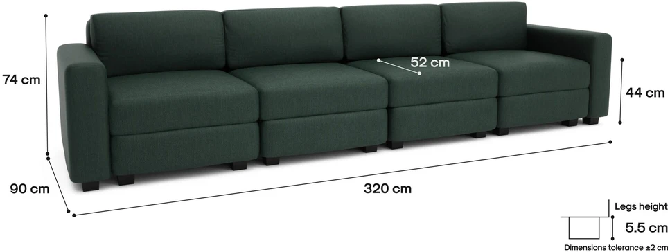 Citysofa 4 vietų modulinė sofa GRACIA - Žalia