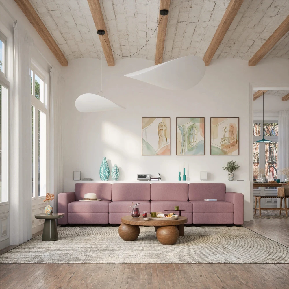 Citysofa 4 vietų modulinė sofa GRACIA - Dulsvai rožinė