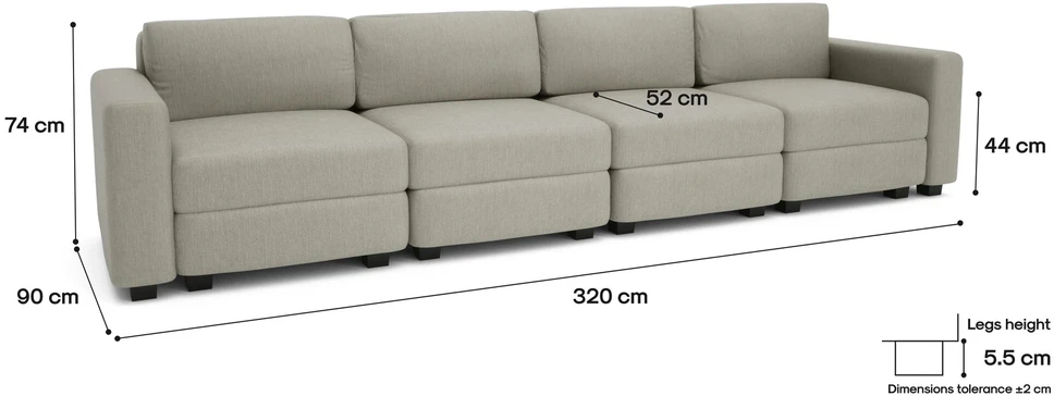 Citysofa 4 vietų modulinė sofa GRACIA - Smėlio pilka
