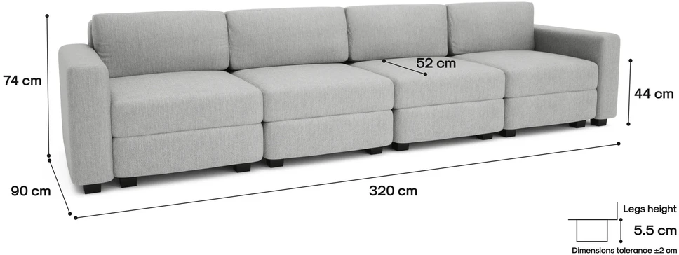 Citysofa 4 vietų modulinė sofa GRACIA - Pilka