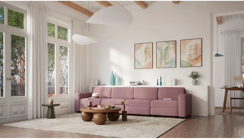 Citysofa 4 vietų modulinė sofa GRACIA - Dulsvai rožinė