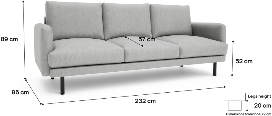 Citysofa 4 vietų sofa Brera - Pilka