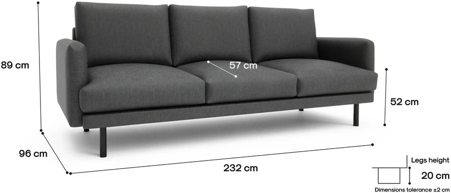 Citysofa 4 vietų sofa Brera - Tamsiai pilka