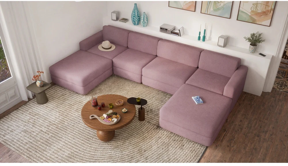 Citysofa Didelis pufo modulis GRACIA - Dulsvai rožinė