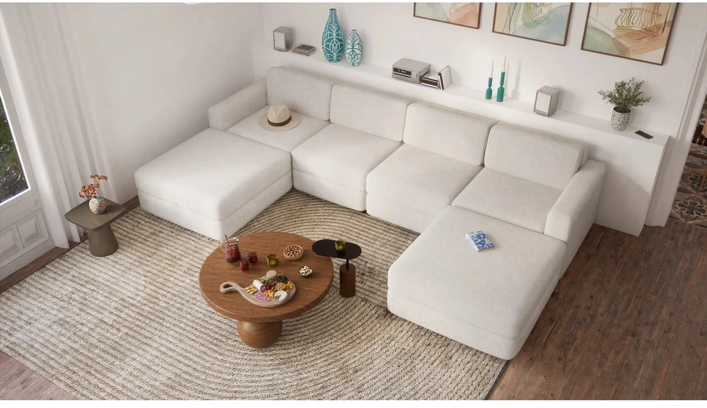 Citysofa Didelis pufo modulis GRACIA - Kreminė smėlio