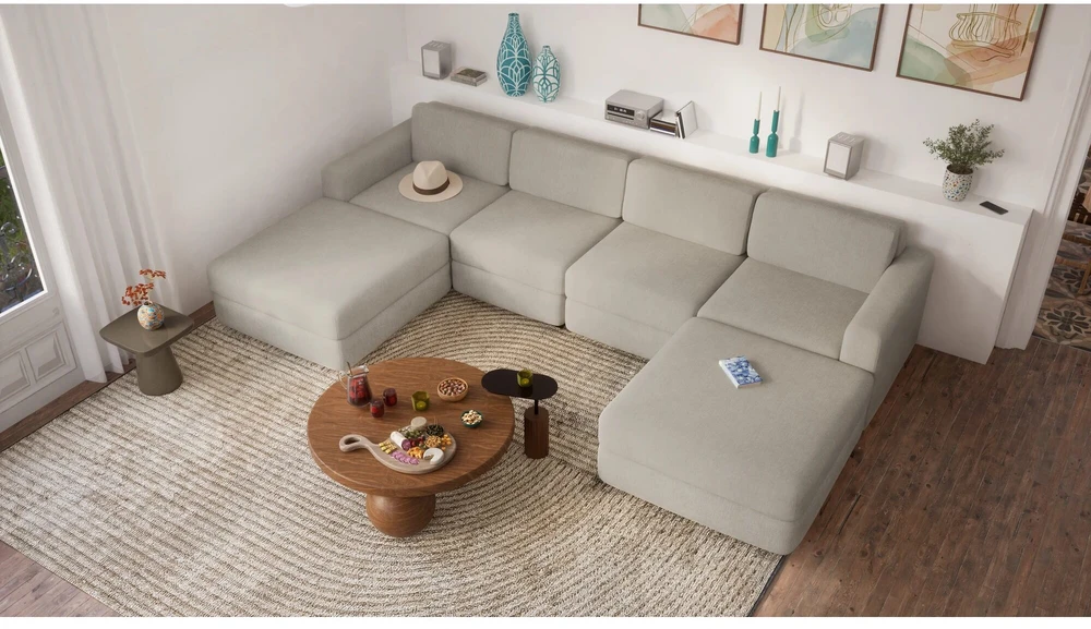 Citysofa Didelis pufo modulis GRACIA - Smėlio pilka