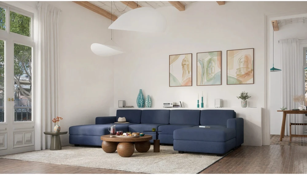 Citysofa Didelis pufo modulis GRACIA - Tamsiai mėlyna