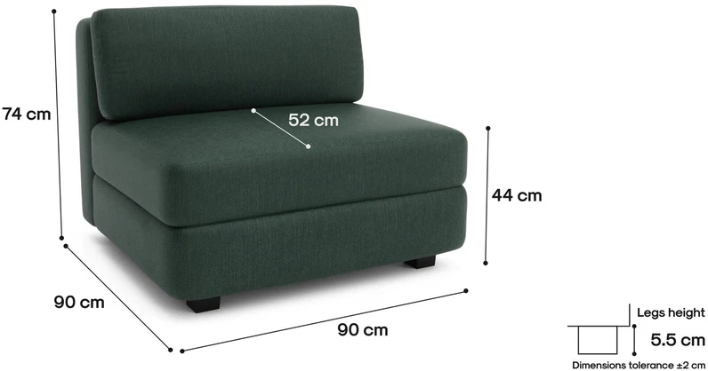 Citysofa Didelis vienetinis modulis GRACIA - Žalia