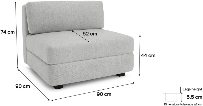 Citysofa Didelis vienetinis modulis GRACIA - Pilka
