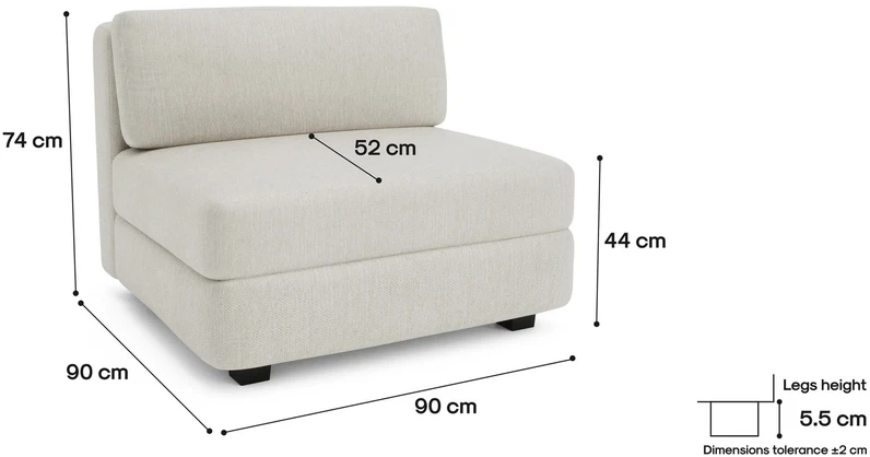 Citysofa Didelis vienetinis modulis GRACIA - Kreminė smėlio
