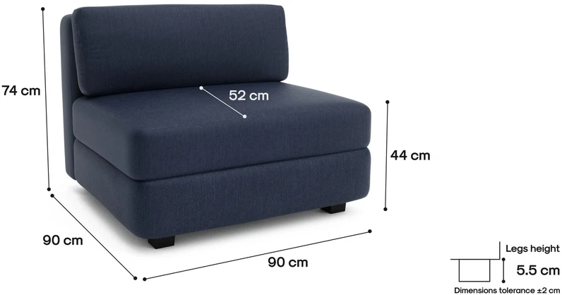Citysofa Didelis vienetinis modulis GRACIA - Tamsiai mėlyna