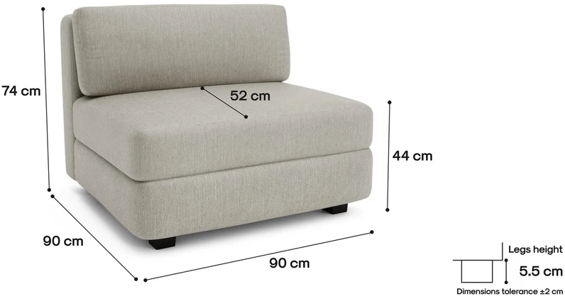 Citysofa Didelis vienetinis modulis GRACIA - Smėlio pilka