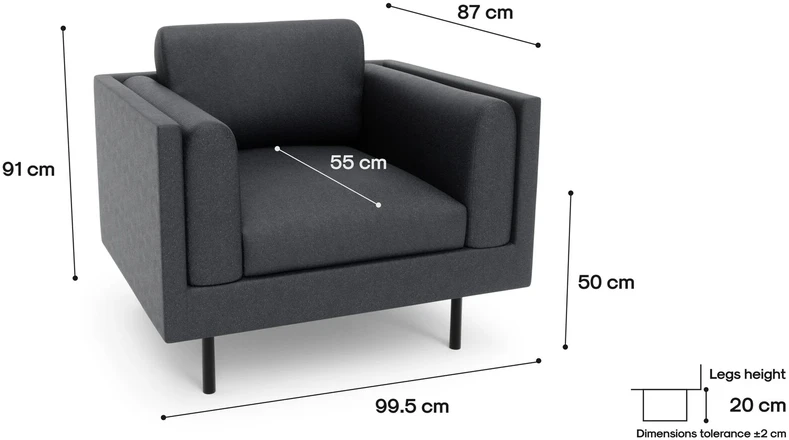 Citysofa Fotelis Chelsea - Pilka