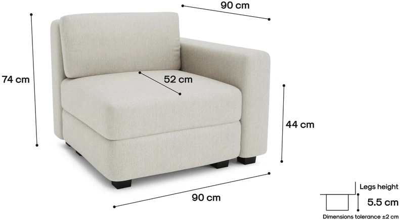 Citysofa Galinis modulis GRACIA - Kreminė smėlio
