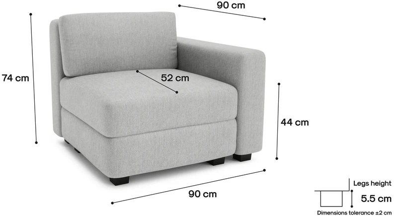 Citysofa Galinis modulis GRACIA - Pilka