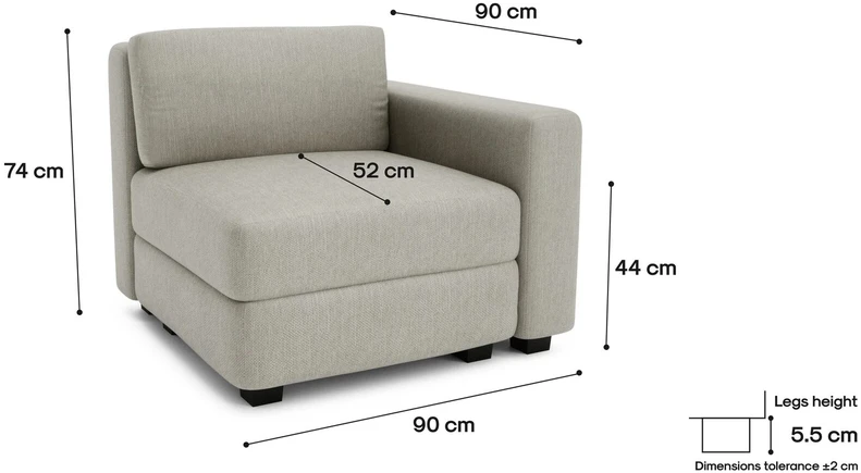 Citysofa Galinis modulis GRACIA - Smėlio pilka