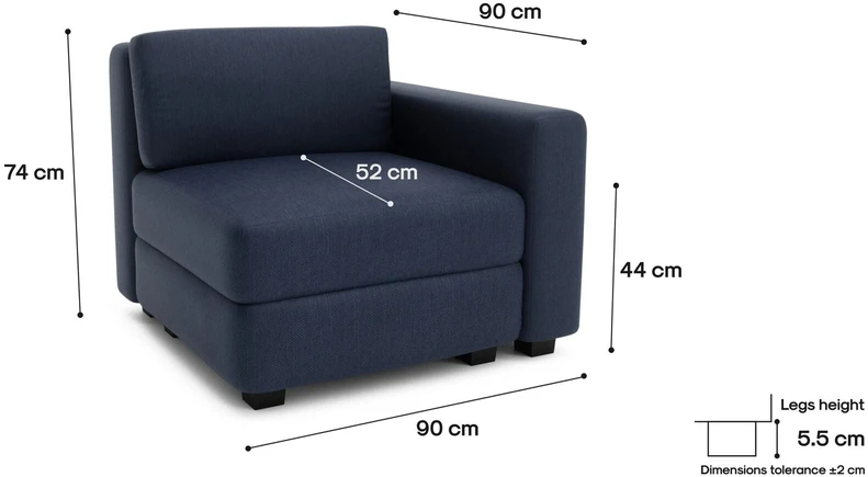 Citysofa Galinis modulis GRACIA - Tamsiai mėlyna
