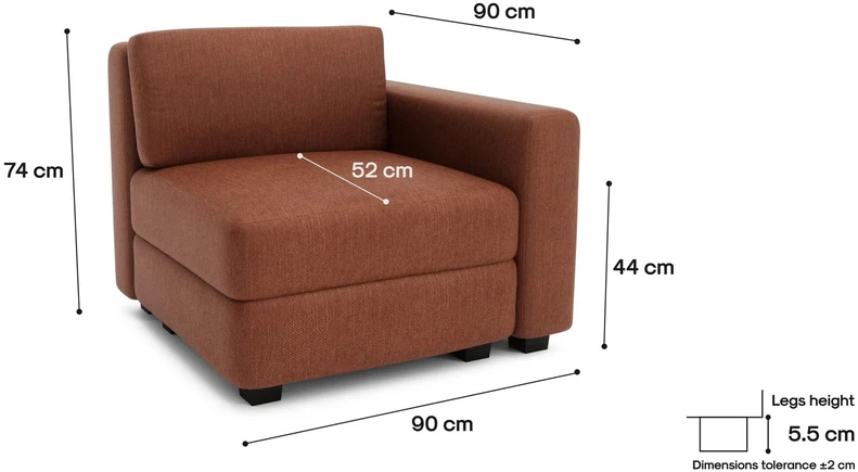 Citysofa Galinis modulis GRACIA - Terakota