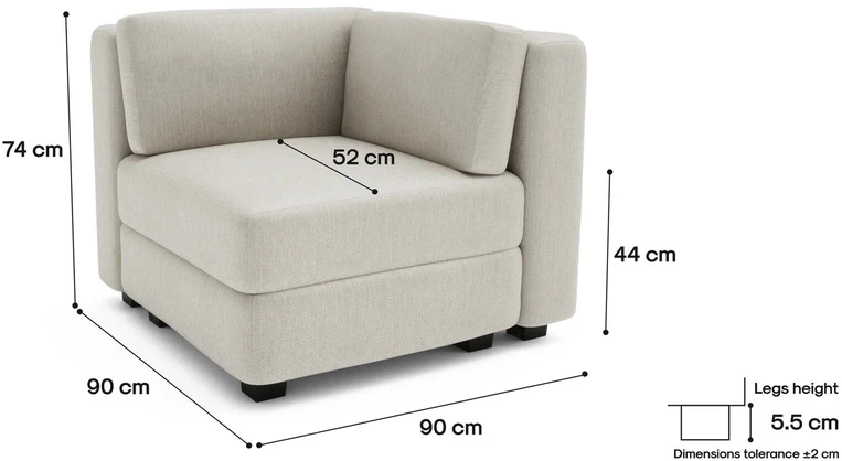 Citysofa Kampinis modulis GRACIA - Kreminė smėlio