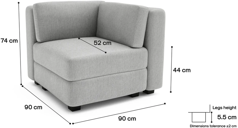 Citysofa Kampinis modulis GRACIA - Pilka