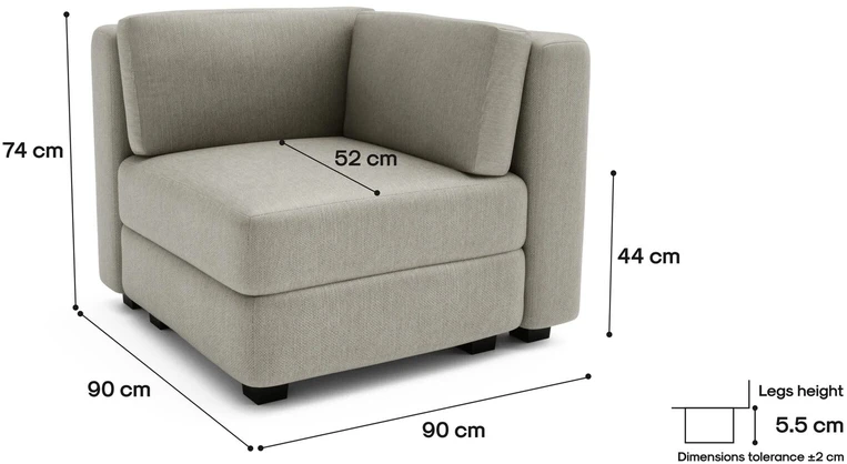 Citysofa Kampinis modulis GRACIA - Smėlio pilka