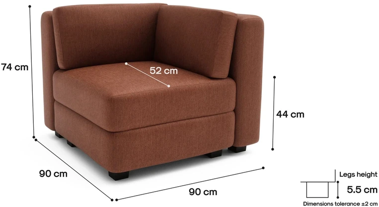 Citysofa Kampinis modulis GRACIA - Terakota