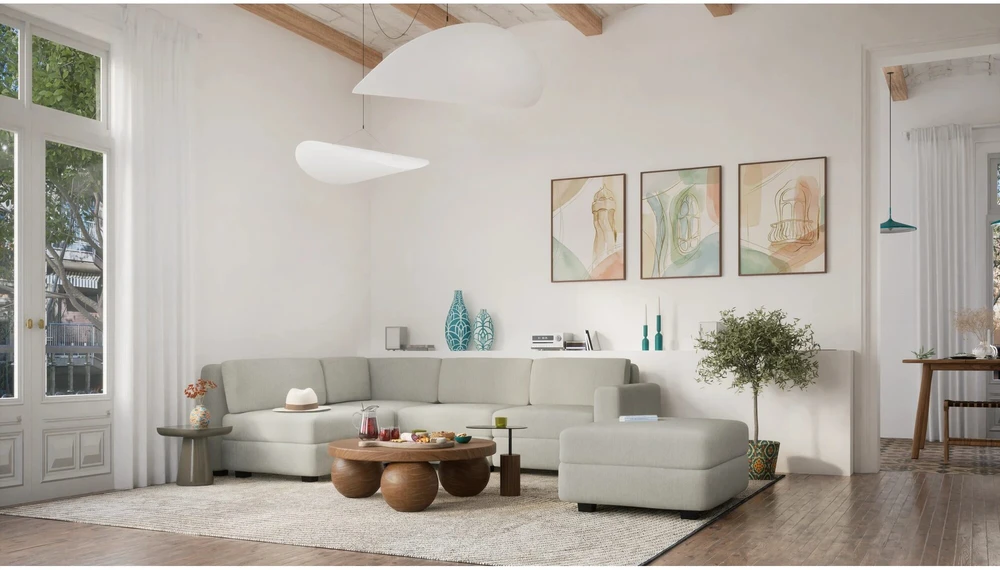 Citysofa Pufo modulis GRACIA - Smėlio pilka