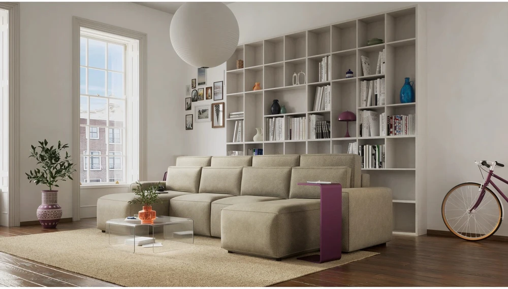 Citysofa U formos kampinė sofa-lova Jordaan - Kreminė