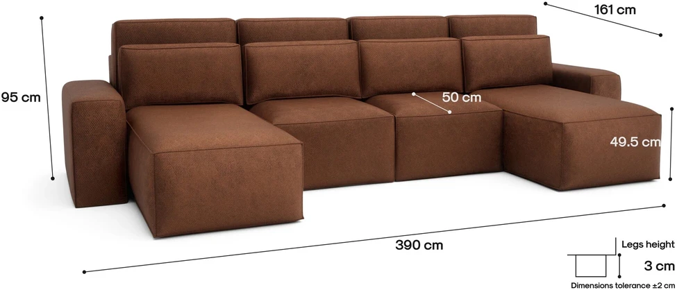 Citysofa U formos kampinė sofa-lova Jordaan - Plytų