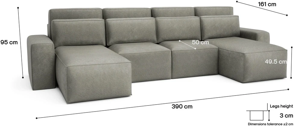 Citysofa U formos kampinė sofa-lova Jordaan - Pelenų