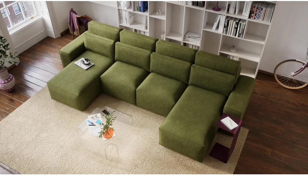 Citysofa U formos kampinė sofa-lova Jordaan - Kaki