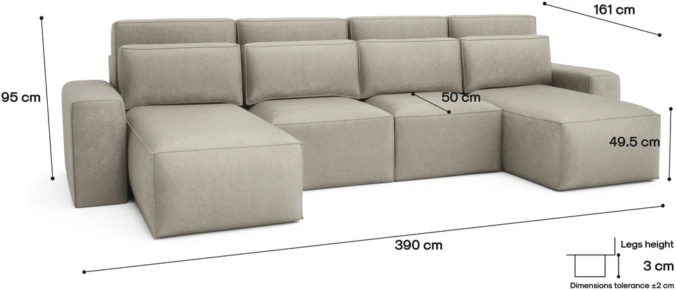 Citysofa U formos kampinė sofa-lova Jordaan - Kreminė