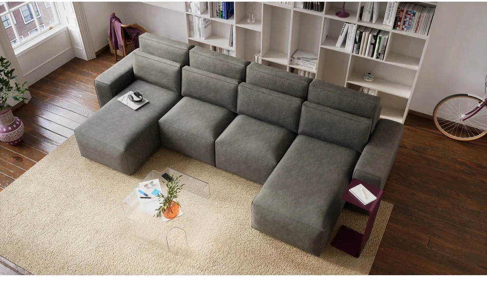 Citysofa U formos kampinė sofa-lova Jordaan - Pilka